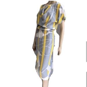 ROBERT JANAN design by EVA Gray&yellow midi dress